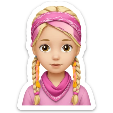 blonde girl child with braids and a pink bandana sticker