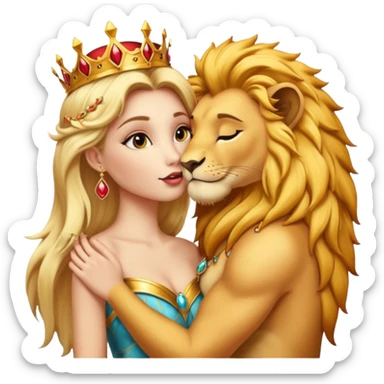 Blonde butterfly queen kissing lion king sticker