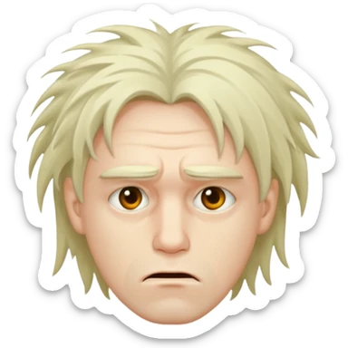 Weak man with disheveled hair sick sticker
