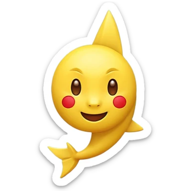 yellow emoji with red cheeks and pointy ears, small lightning bolt tail, 3D emoji style, 1:1
 sticker
