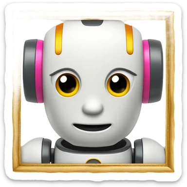picture of a cute robot in a gold frame sticker