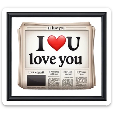 Newspaper says I love you sticker