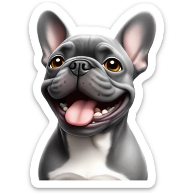 Grey French bulldog smiling sticker