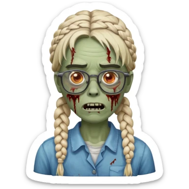 zombie with braided hair and glassess sticker