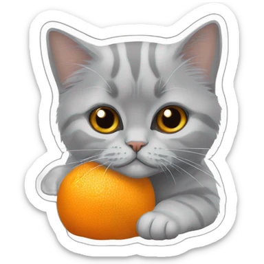 Orange persian young cat hugs the grey british shorthair young cat sticker