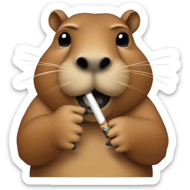 Capybara holding a smoking blunt between two fingers not NSFW sticker