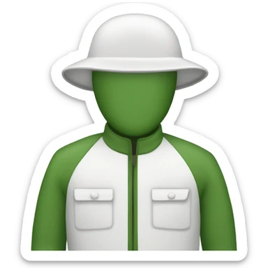 gardener pith helmet jacket white green trees  sticker