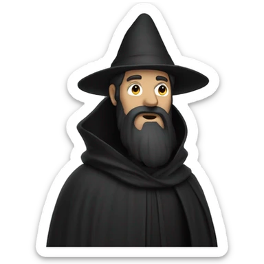 pilgrim with long black beard and black cloak, face hidden  sticker