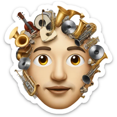 Person face portrait made entirely of musical instruments  sticker