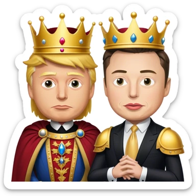 Elon musk as king and puppetmaster of Donald Trump sticker