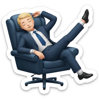 Boss sleeping in a chair with her legs up on the desk sticker