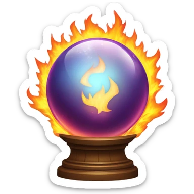 Crystal ball on fire sticker