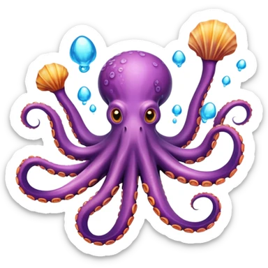 Octopus juggling seashells sticker