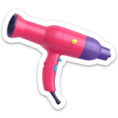 blow dryer with sparkles, 3D emoji style sticker