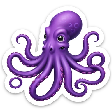 Dizzy Seven-armed purple octopus  sticker