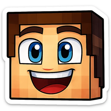 Extract only the face of the fourth character from the left, keeping the original Minecraft cartoon style and appearance, on a transparent background. sticker