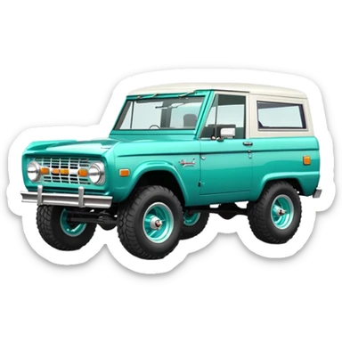 turquoise green classic ford bronco with slot alminum wheels sticker