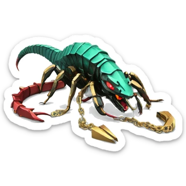 Dragon scorpion Black red gold green cyan rusty grunge effect scratched patina rat mouse scorpion tail stinger gangsta gangster hip hop gold chain mechanical cyborg pixel 3d render low poly sticker