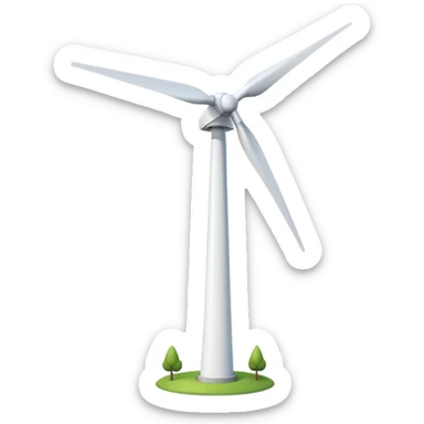 modern wind turbine, tall white tower with three long blades sticker