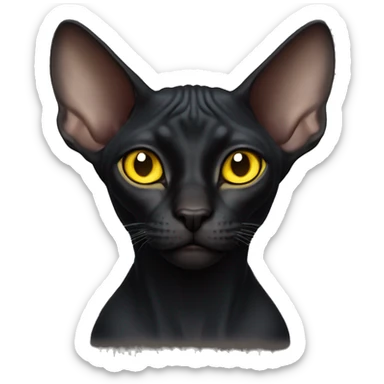 Black sphinx cat with yellow eyes sticker