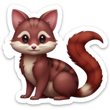 Dark Brownish red soft natural realistic romantic vintage antique divine beautiful elegant pretty precious cute young youthful  Fakémon-Pokémon-alien-Furret-feline-rodent-hybrid-creature (full body) sticker