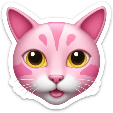 pink cat with hearts around it sticker