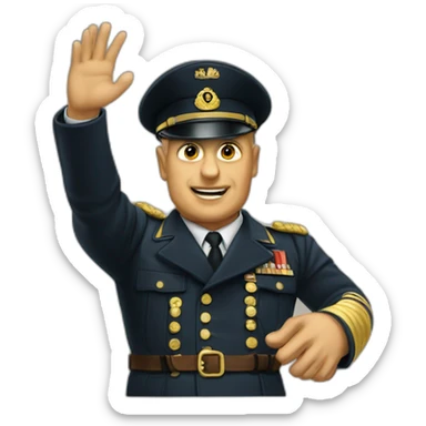 Mussolini waving sticker