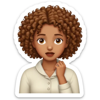 brown skin curly hair girl holding neck crash out sticker