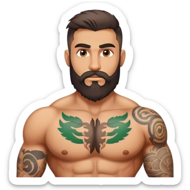 the sexiest italian man that is unbelievably muscular, rough beard, and tattoos on his upper body and neck sticker