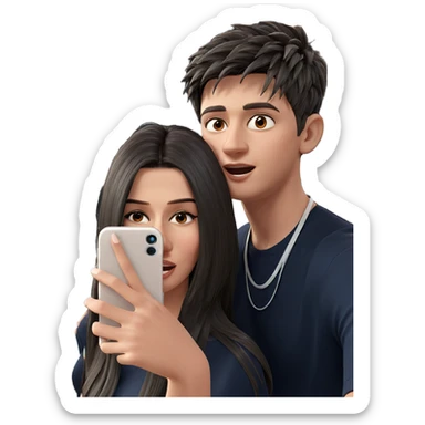 boy and girl selfie moment sticker