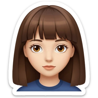 a beautiful girl with straight brown hair and bangs with brown eyes sticker