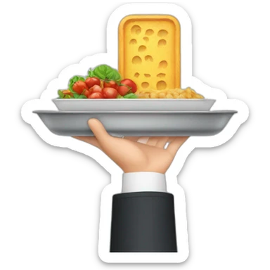 hand holding a tray with food in it sticker
