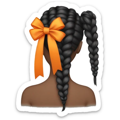 Long braid with Orange bow sticker