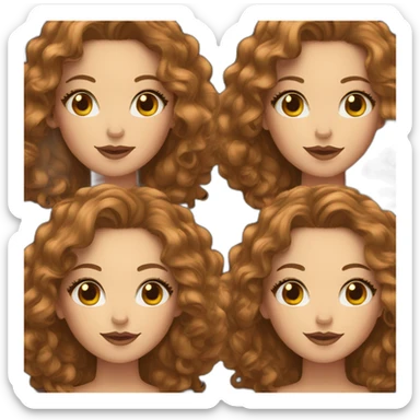 White Girl with long brown curly hair and makeup sticker