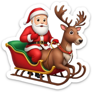 Santa in sleigh with Reindeers sticker