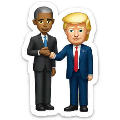 Trump holding Barack Obama sticker