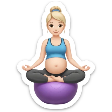 Pregnant woman on yoga ball sticker