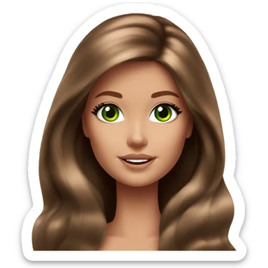 barbie long brown hair green eyes sticker