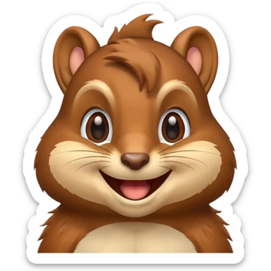 very happy squirrel face emoji, big smile, joyful expression, close-up on face sticker