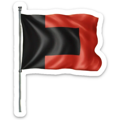 "A black and red rectangle with a medium sized yellow circle in the middle flag sticker