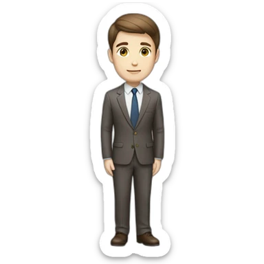 business man brown short hair white skin full body sticker