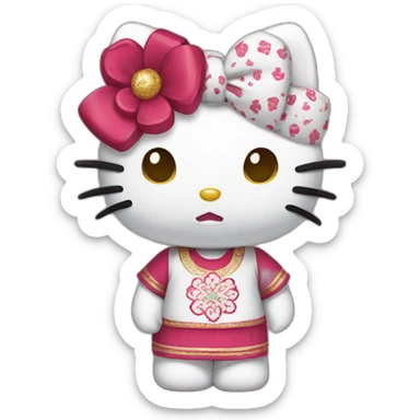 Hello kitty wearing Moroccan coccer t-shirt sticker