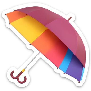 burgundy umbrella with a rainbow handle in 3D emoji style sticker