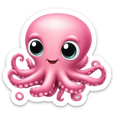 Cute pink happy octopus with just four smooth tentacles  sticker