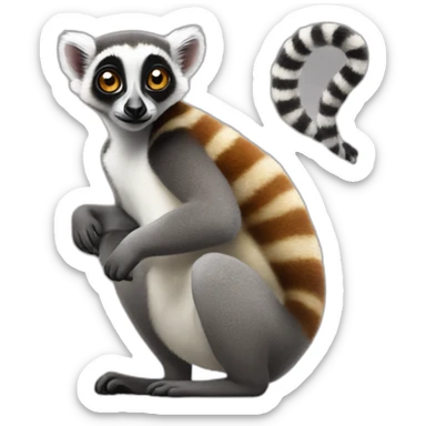 lemur-with-a-woman-on-his-back sticker