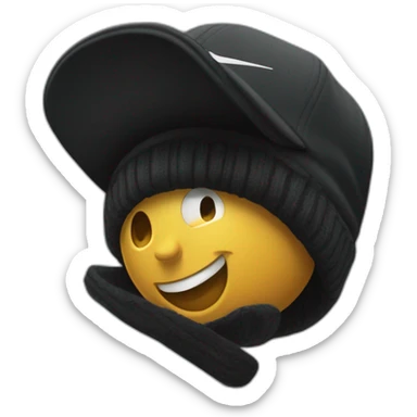 Crear un emoji sonriendo con un gorro de lana negro de la marca nike sticker