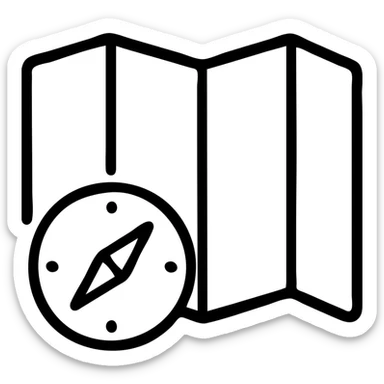 compass and map for travel sticker