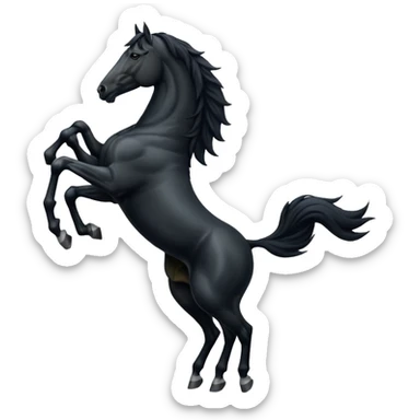 Black full horse two legs up emojis  sticker