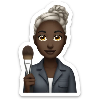 Make makeup artist holding makeup brush dark skin sticker