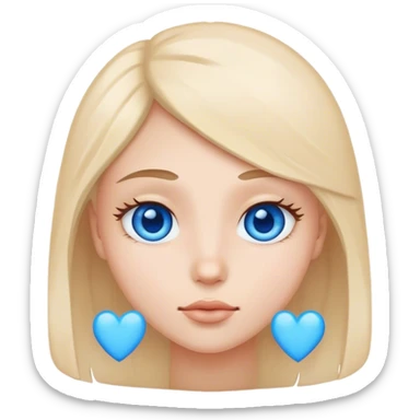 emoji with blue hearts instead of eyes sticker